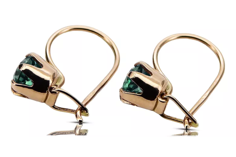 Emerald Original Vintage 14K Rose Gold Earrings Vintage style vec056r